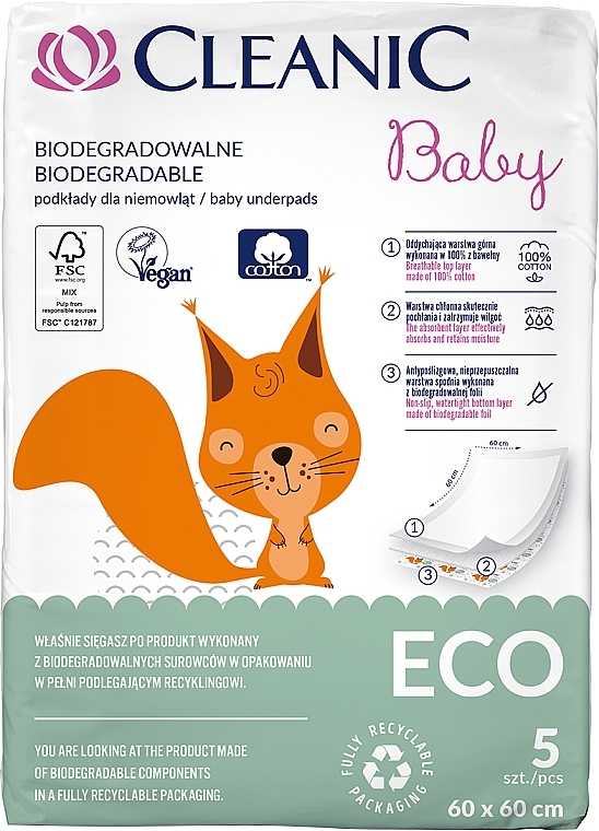 Детские пеленки Baby Eco, 5 шт - Cleanic — фото N1