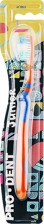 Зубна щітка "Junior", м'яка, синьо-помаранчева - Pro Dent — фото N1