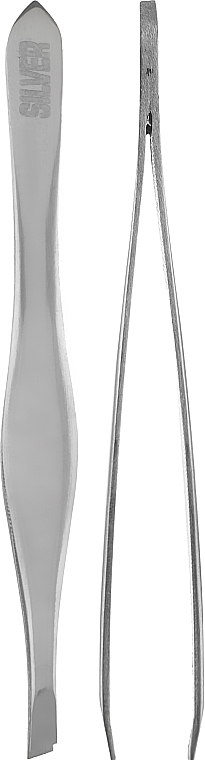 Пінцет для брів, скошений SP-19 - Silver Style — фото N1