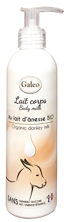 Набір - Galeo Organic Donkey Milk Scincare Set (sh/gel/250ml + b/milk/250ml + h/cr/75ml) — фото N4