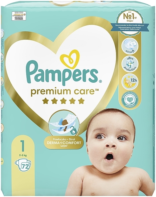 Подгузники Premium Care 1 (2-5 кг), 72 шт. - Pampers — фото N2
