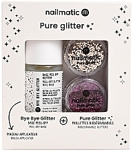 Набор - Nailmatic Pure Glitter Gold/Dark Pink Glitter (base/8ml + glitter/2pcs + brush) — фото N1