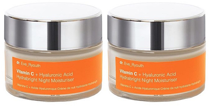Набір "Нічний зволожувальний крем для обличчя" - Dr. Eve_Ryouth Vitamin C + Hyaluronic Acid Hydrabright Night Moisturiser (cr/2x50ml) — фото N1