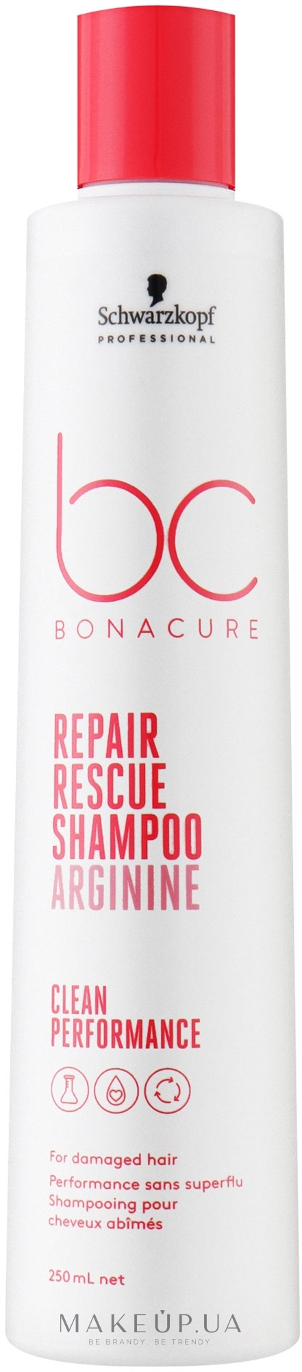Шампунь для поврежденных волос - Schwarzkopf Professional Bonacure Repair Rescue Shampoo Arginine Clean Performance — фото 250ml