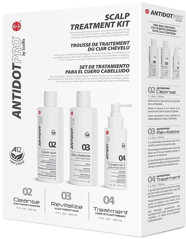 Набор - Antidot Pro Scalp Treatment Kit (shampoo/240ml + h/mask/240ml + h/spray/120ml) — фото N1