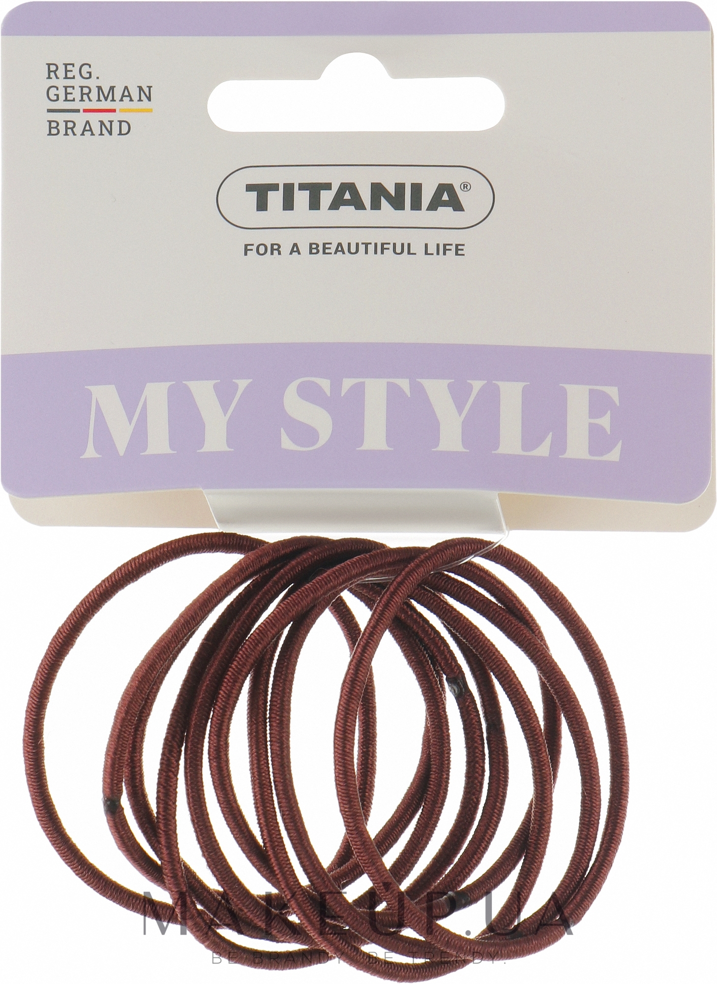 Резинки для волос, эластичный, 2 мм, 9шт, коричневый - Titania  — фото 9шт