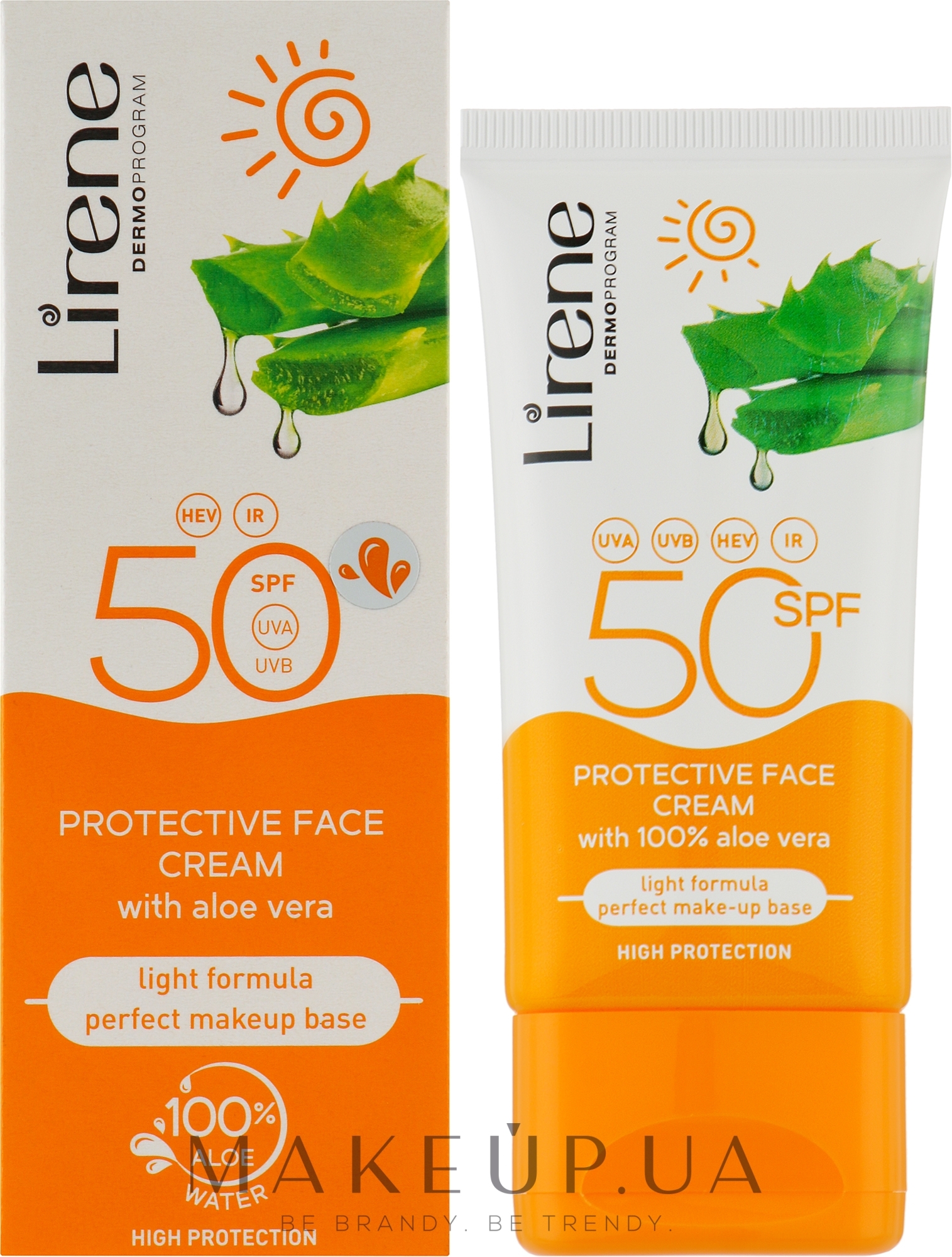 Сонцезахисний крем для обличчя з алое вера - Lirene Sun Care Emulsion SPF 50 — фото 50ml