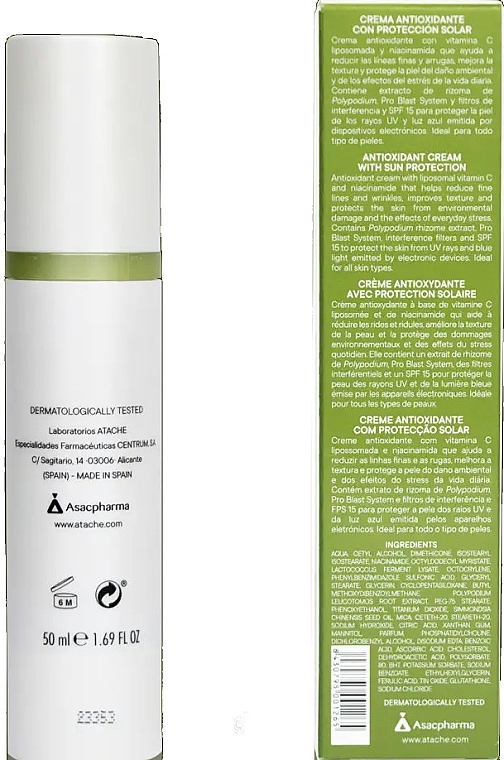 Антиоксидантный крем с защитой от солнца - Atache C Vital Blast Antioxidant & Cellular Protection Cream — фото N2