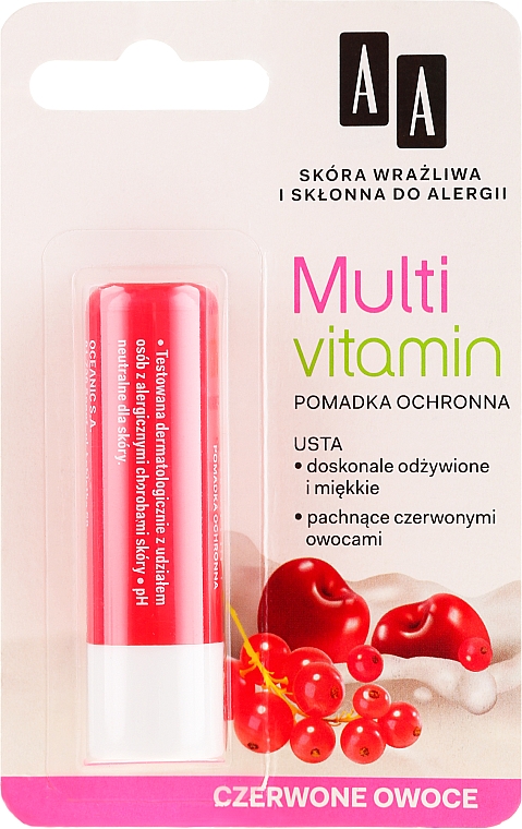 Бальзам для губ "Красные фрукты" - AA Multi Vitamin Protective Lipstick — фото N1