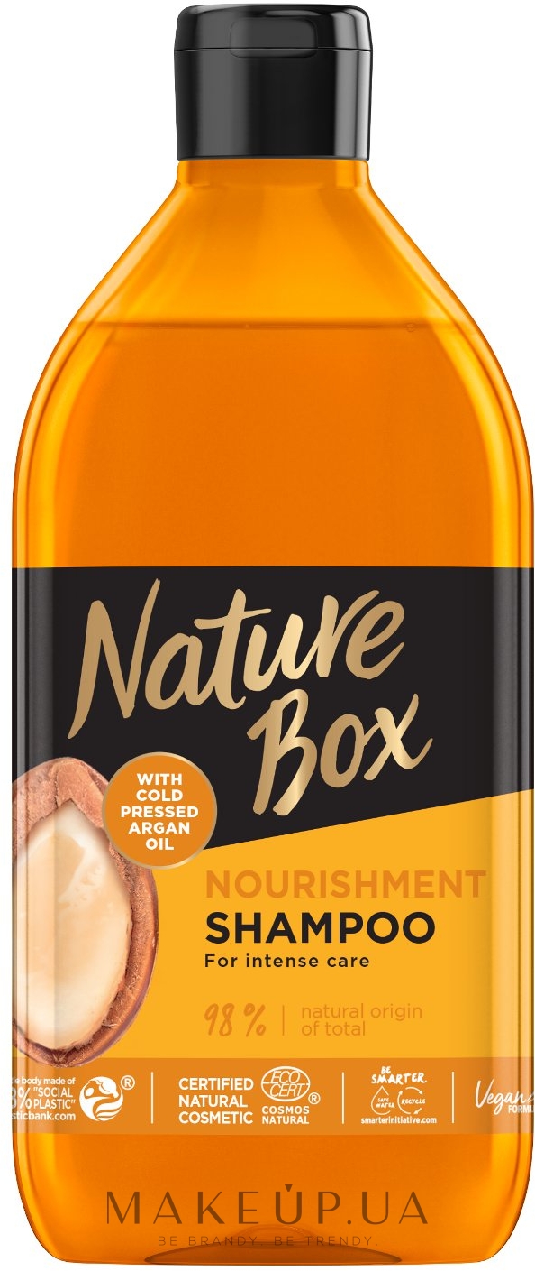 Шампунь для питания и интенсивного ухода за волосами с аргановым маслом холодного отжима - Nature Box Nourishment Vegan Shampoo with cold pressed Argan oil — фото 385ml