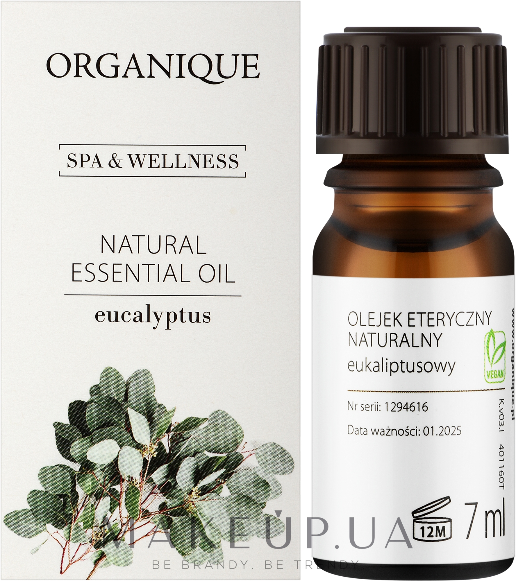 Эфирное масло "Эвкалипт" - Organique Spa & Wellness Natural Essential Oil Eucalyptus — фото 7ml