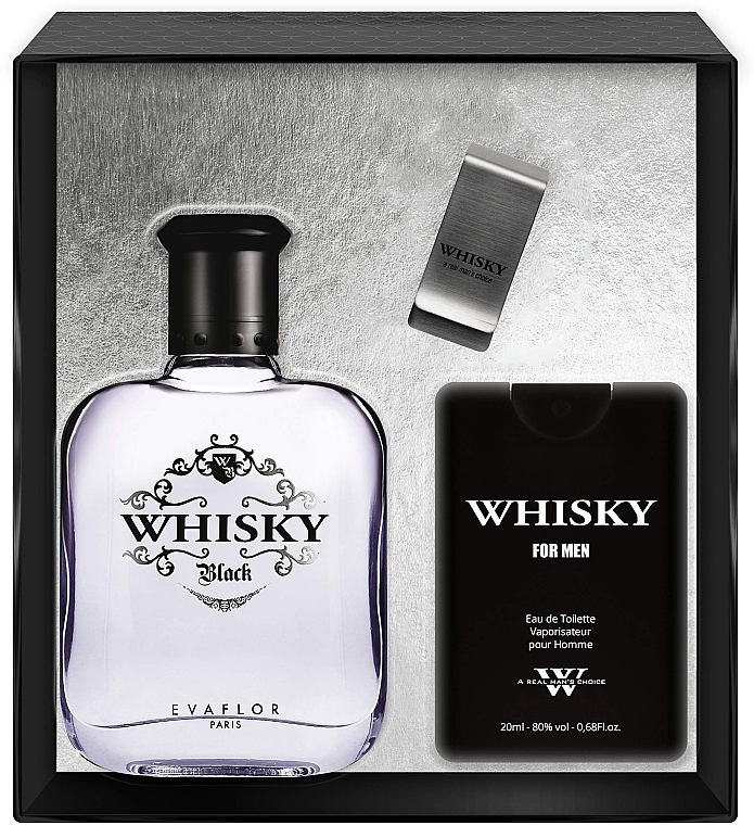 Evaflor Whisky Black - Набір (edt/100ml + edt/20ml + money/clip) — фото N1