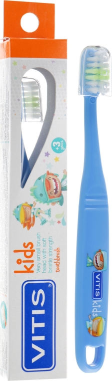 Дитяча зубна щітка, м'яка, синя - Dentaid Vitis Kids — фото N1