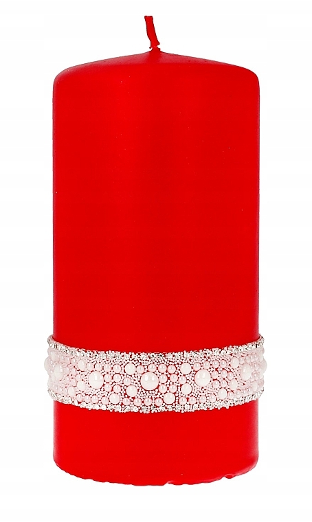 Декоративна свічка 7x14 см, червона - Artman Crystal Pearl — фото N1