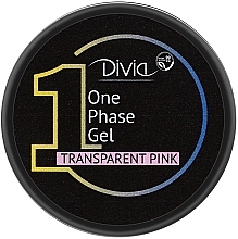 Однофазний прозоро-рожевий гель для нарощування нігтів - Divia One Phase Transparent Pink Gel Di1704 — фото N2