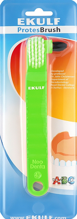 Щетка для очистки зубных протезов, зеленая - Ekulf — фото N1