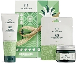 Набір - The Body Shop Calming & Soothing Aloe Skincare Gift (cleans/125ml + f/cr/50ml + mask/1pcs) — фото N1