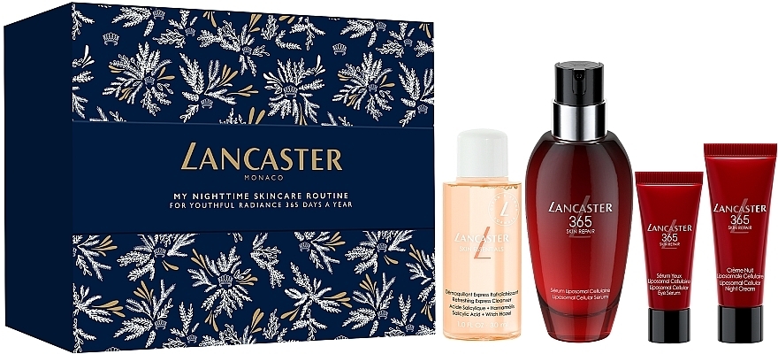 Набор для ухода за кожей лица - Lancaster My Nighttime Skincare Routine Festive Gift Set (cl/30ml + ser/50ml + cr/7ml + eye/cr/5ml) — фото N1