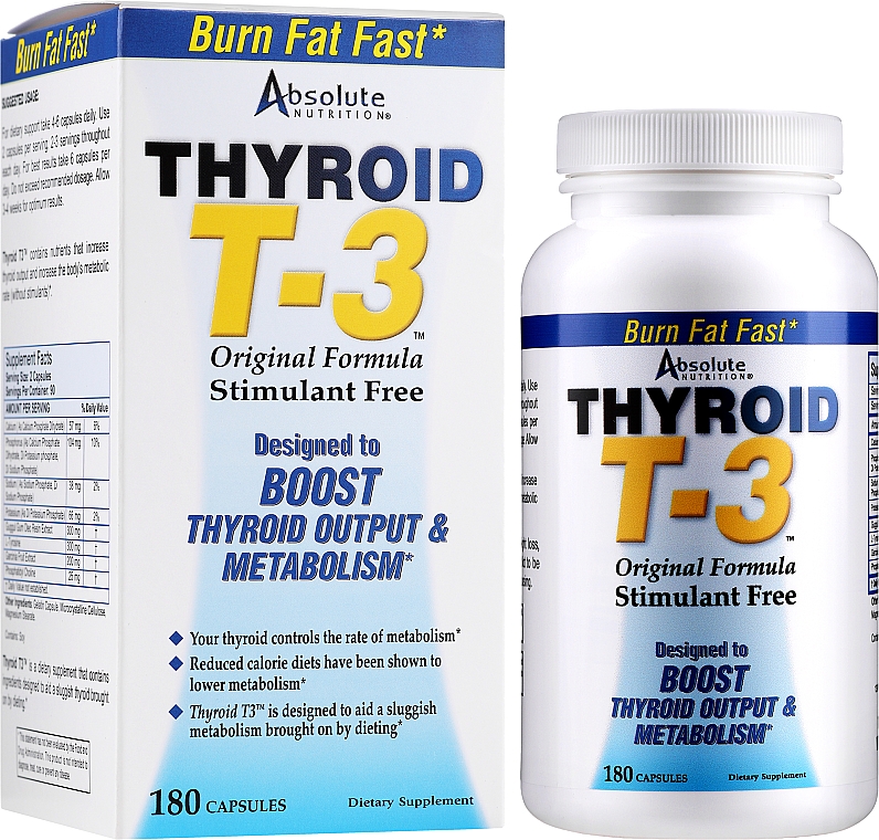 Харчова добавка "Thyroid T-3" - Absolute Nutrition Thyroid T-3 Capsules — фото N4
