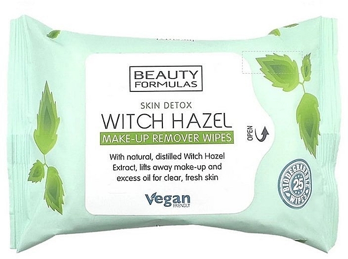 Серветки для зняття макіяжу з гамамелісом - Beauty Formulas Witch Hazel Make-Up Remover Wipes — фото N1