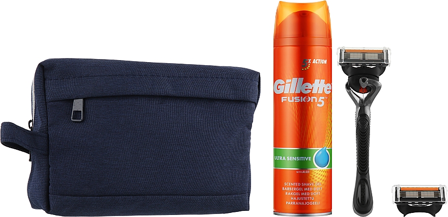 Набор - Gillette Fusion 5 ProGlide Sharp (gel/200ml + razor + blade/1pcs + bag) — фото N2