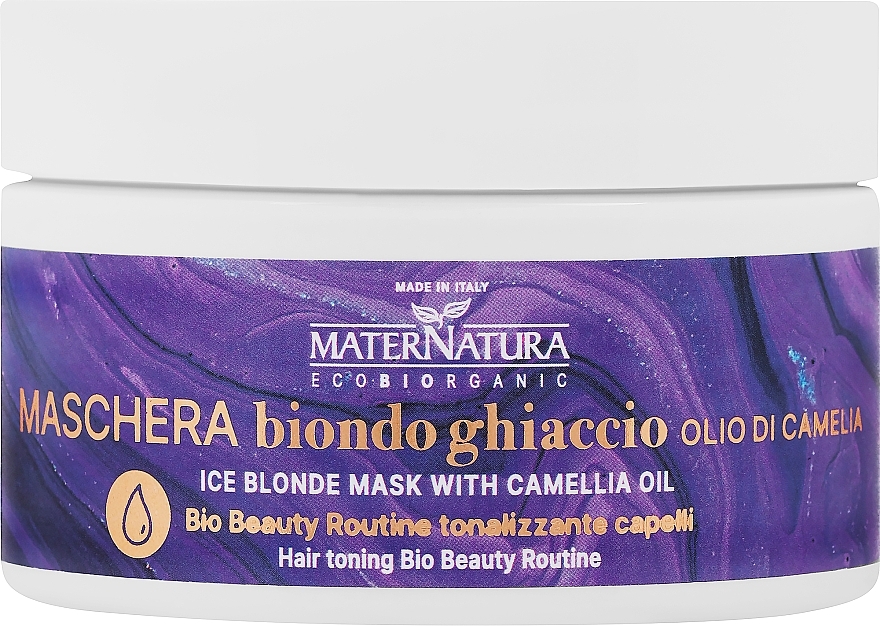 Тонизирующая маска для светлых волос с маслом камелии - MaterNatura Toning Mask Blonde Hair Ice Camellia Oil — фото N1