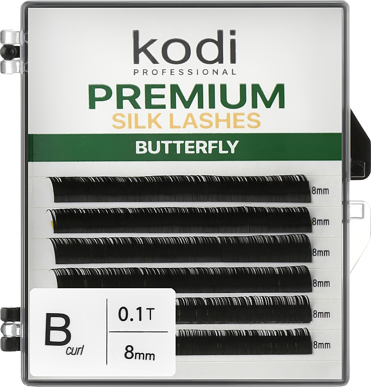 Накладні вії Butterfly Green B 0.10 (6 рядів: 8 мм) - Kodi Professional — фото N1