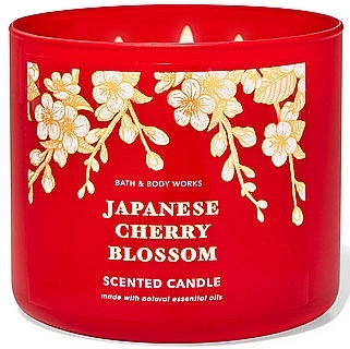 Аромасвеча "Японский вишневый цвет", 3-х фитильная - Bath and Body Works Japanese Cherry Blossom Scented Candle — фото N1