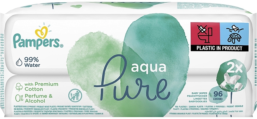 Детские влажные салфетки, 2х48 шт - Pampers Aqua Pure Wipes