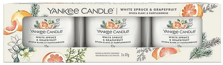 Набір - Yankee Candle White Spruce & Grapefruit Scented Candle (candle/3x37g) — фото N1