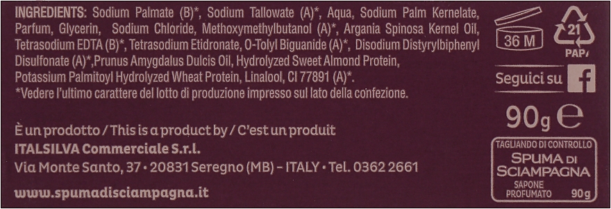 Мыло с аргановым маслом и пачули - Spuma Di Sciampagna Soap With Argan Oil And Patchouli — фото N3