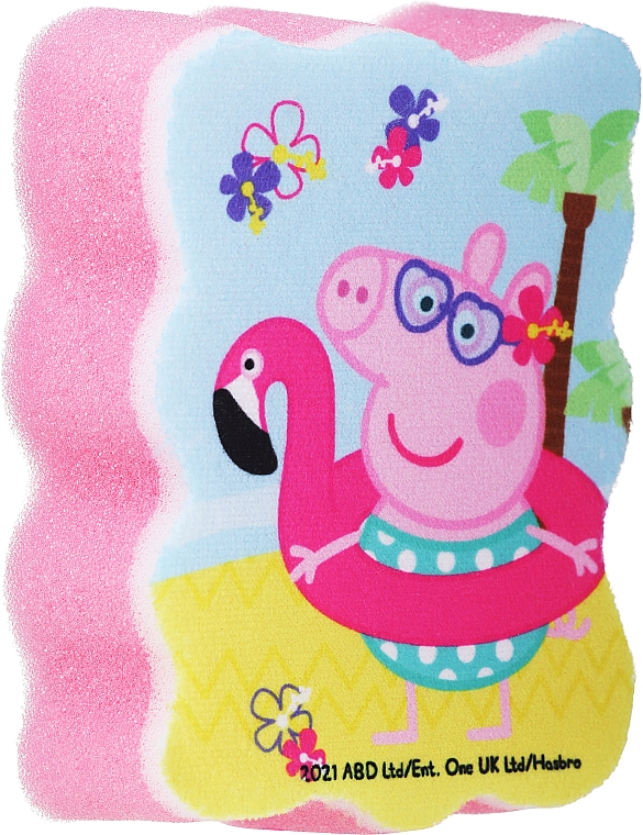 Мочалка банная детская "Свинка Пеппа", Пеппа на пляже, розовая - Suavipiel — фото N1