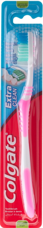 Зубная щетка средней жесткости "Extra Clean", розовая - Colgate Extra Clean Medium — фото N1