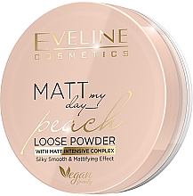 Парфумерія, косметика Розсипна пудра - Eveline Cosmetics Matt My Day Peach Loose Powder With Matt Intensive Complex Silky Smooth & Matttifing Effect