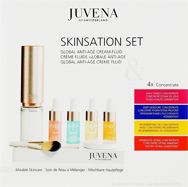 Набір для ексклюзивного догляду за шкірою - Juvena Skinsation Skin Care Kit (fluid/50ml + conc/4x10ml + dispenser + dropper) — фото N1