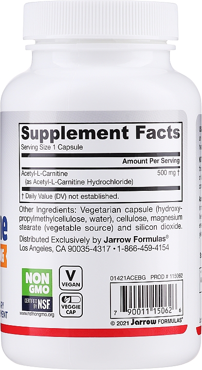 Ацетил карнитин - Jarrow Formulas Acetyl L-Carnitine 500 mg — фото N3