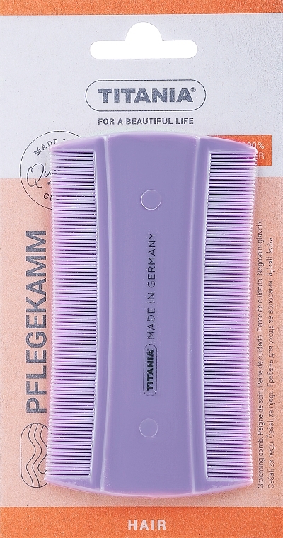 Гребень для волос двухсторонний 10 см, фиолетовый - Titania Universal Comb — фото N1