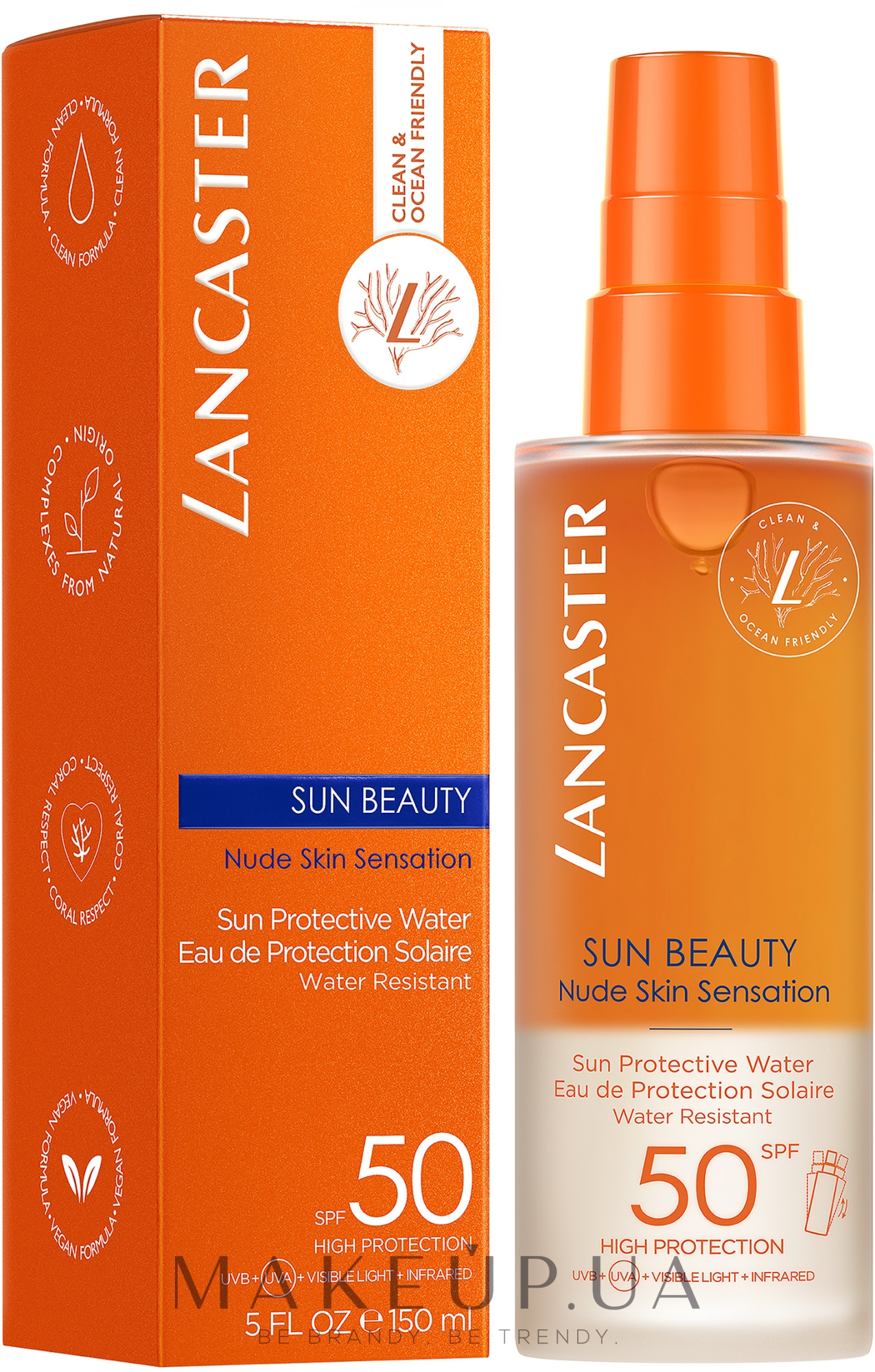 Сонцезахисний спрей - Lancaster Protector Solar Sun Beauty Sun Protective Water SPF50 — фото 150ml