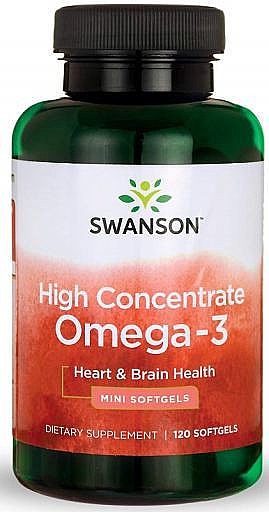 Пищевая добавка "Омега-3", 120 капсул - Swanson High Concentrate Omega-3 — фото N1