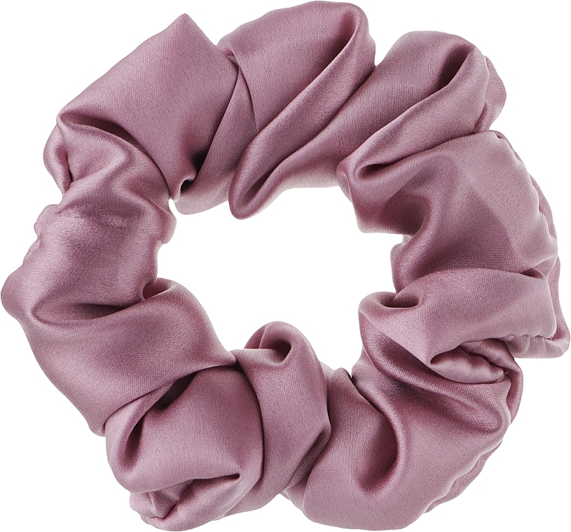 Резинка для волос из натурального шелка, серо-розовая - ScrunchyUA — фото N1