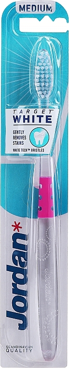 Зубная щетка средней жесткости, розовая с узором - Jordan Target White — фото N1