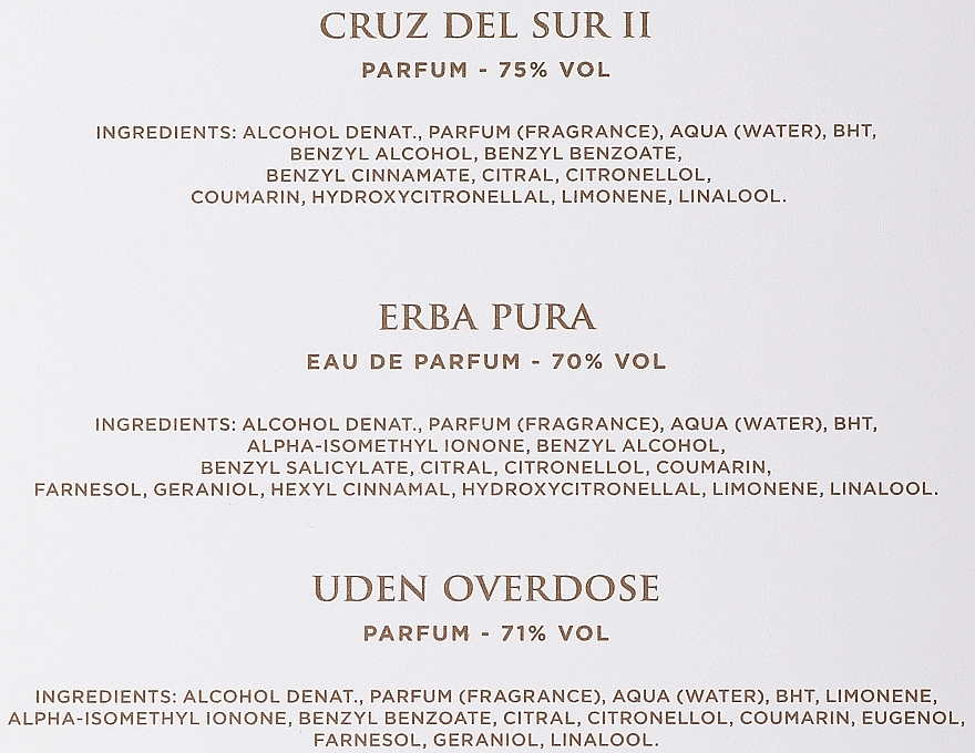 Xerjoff Cruz Del Sur II + Erba Pura + Uden Overdose - Набор (perfume/3x15ml) — фото N3