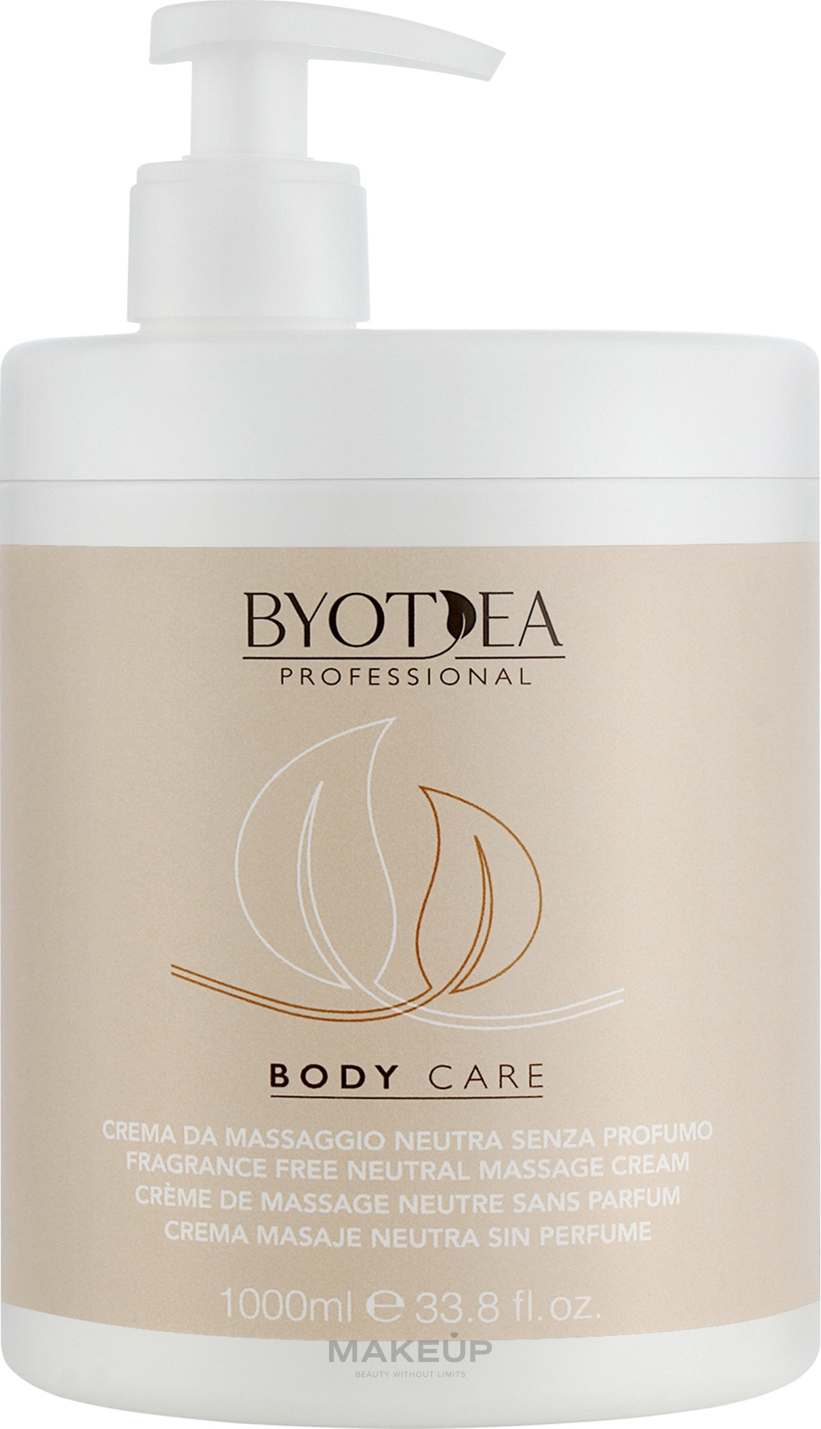 Крем для массажа нейтральный без запаха - Byothea Body Care Fragrance free Neutral Massage Cream (с помпой) — фото 1000ml