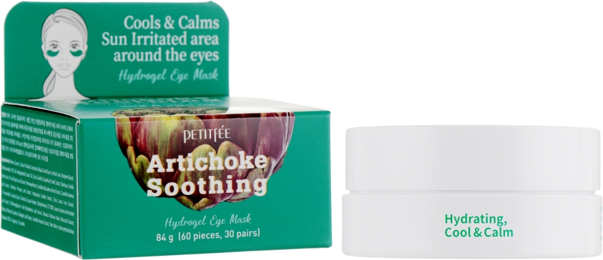 Гидрогелевые успокаивающие патчи для глаз с экстрактом артишока - Petitfee & Koelf Artichoke Soothing Eye Mask