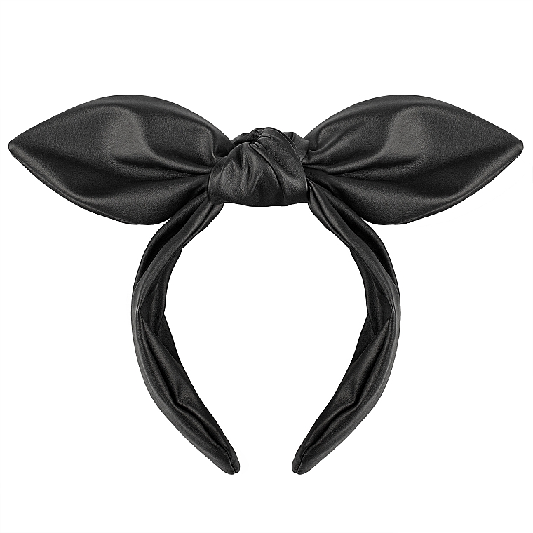 Обідок для волосся, чорний "Chic Bow" - MAKEUP Hair Hoop Band Leather Black — фото N1
