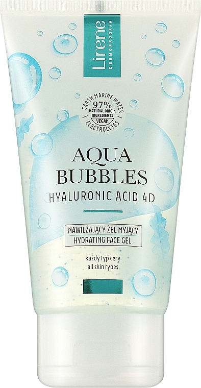 Увлажняющий гель для лица - Lirene Aqua Bubbles Hyaluronic Acid 4D Moisturizing Washing Gel — фото N1