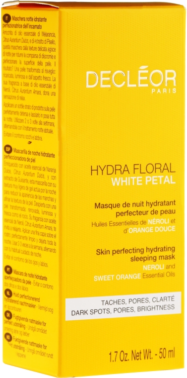 Пом'якшувальна маска для обличчя - Decleor Hydra Floral White Petal Skin Perfecting Hydrating Sleeping Mask — фото N2