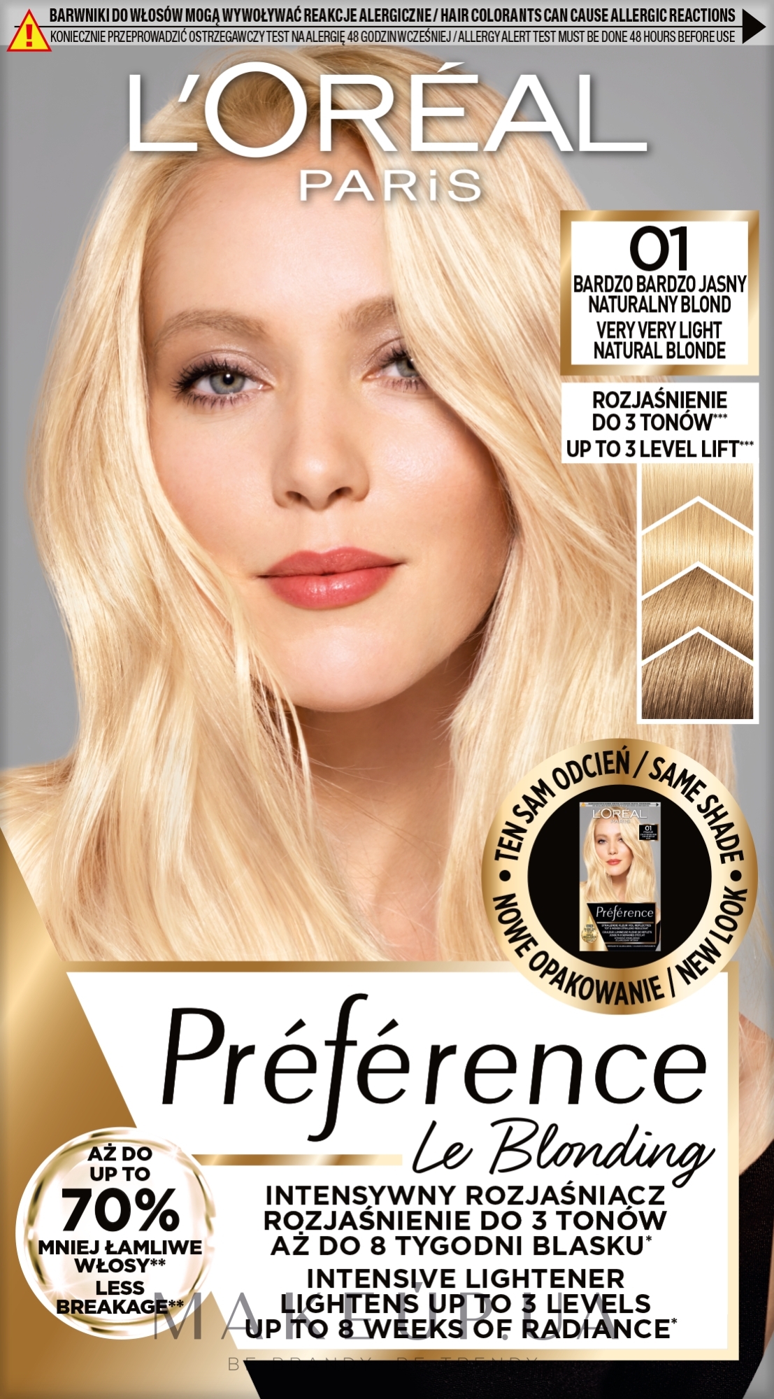 Краска для волос - L'Oreal Paris Preference Le Blonding — фото 01 - Very Very Light Natural Blonde