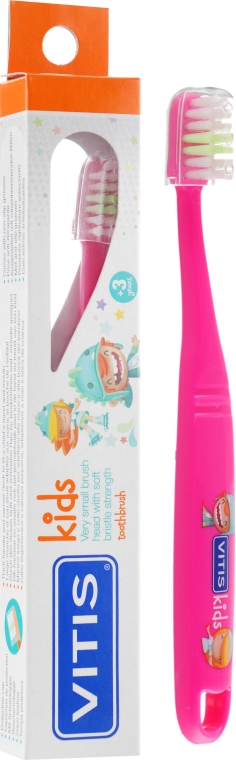 Дитяча зубна щітка, м'яка, рожева - Dentaid Vitis Kids — фото N1