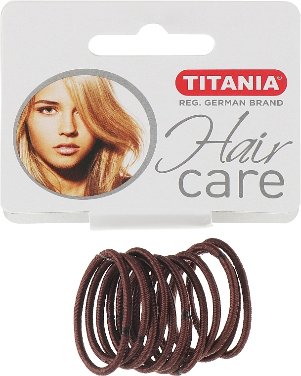 Резинки для волос, эластичный, 2 мм, 12шт, коричневый - Titania 